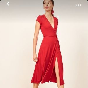 Reformation Becca Wrap Dress Cherry Red Sz Medium
